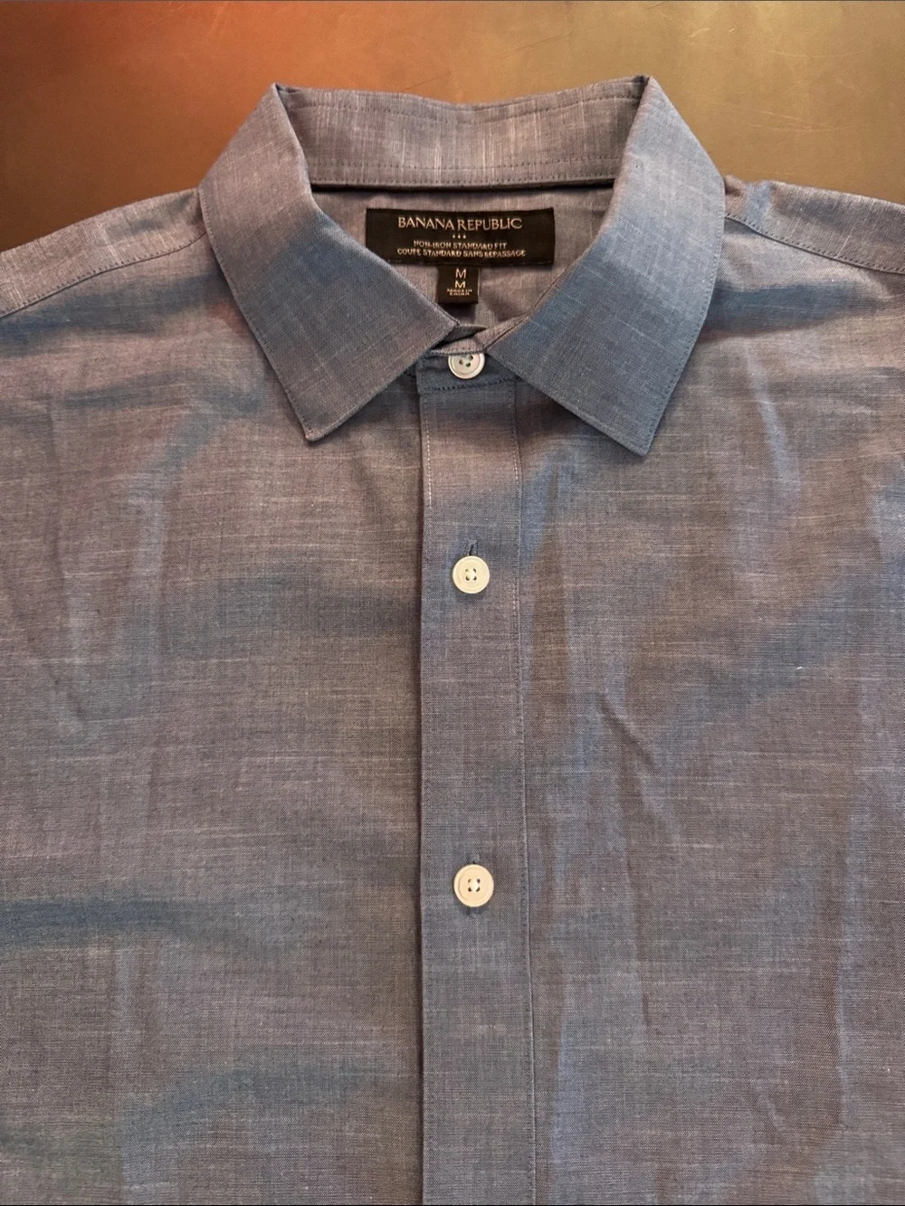 Banana Republic Men's Heathered Medium Blue Dress Shirt